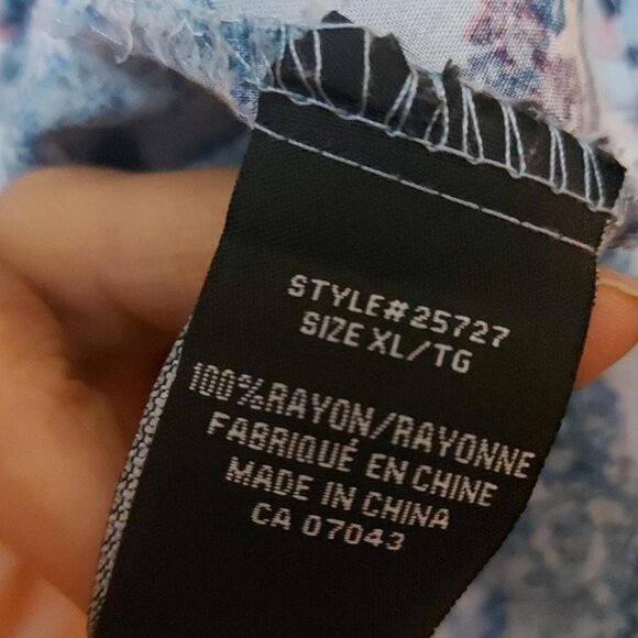 Coastal Grandmother Blouse Floral Print Rayon Tunic Top XL - Picture 5 of 10